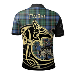 MacRae Hunting Ancient Tartan Polo Shirt Viking Wolf