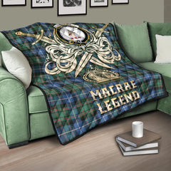 MacRae Hunting Ancient Tartan Crest Legend Gold Royal Premium Quilt