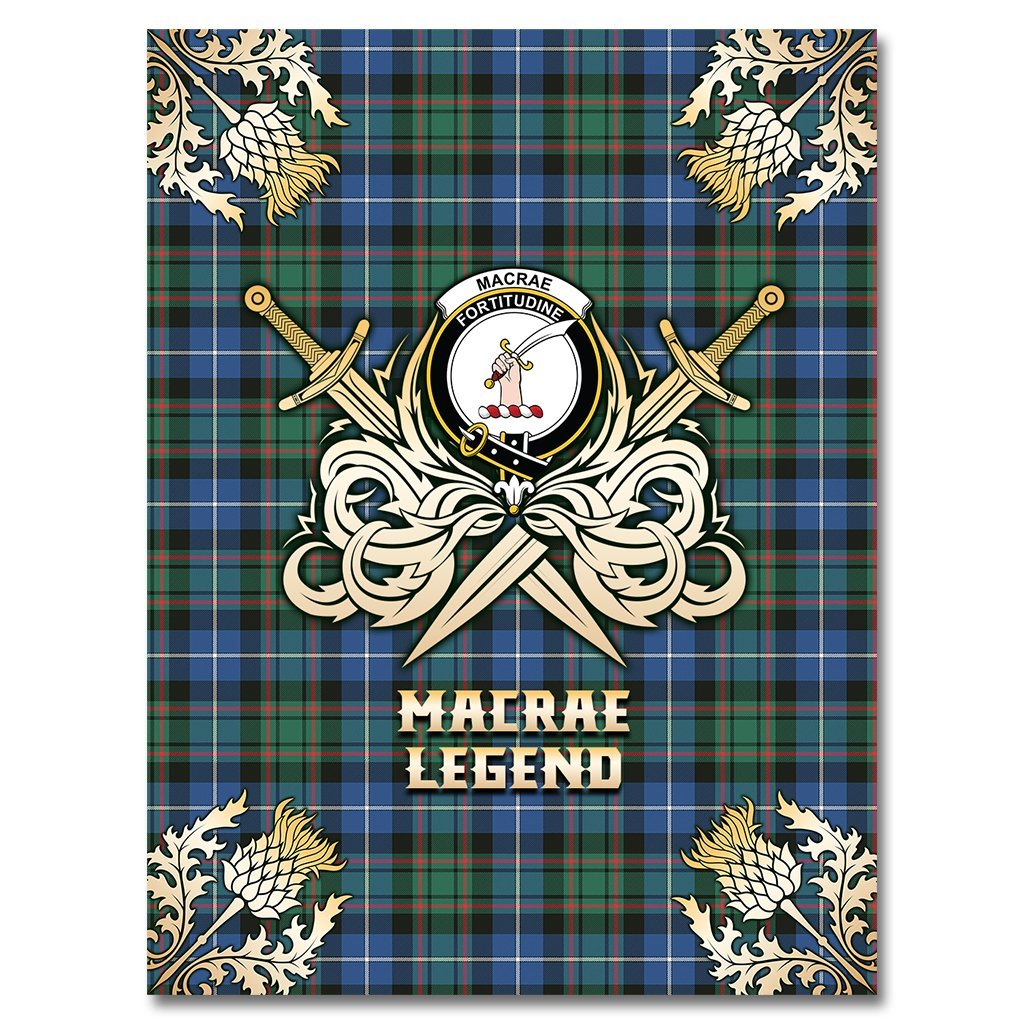 MacRae Hunting Ancient Tartan Gold Courage Symbol Blanket