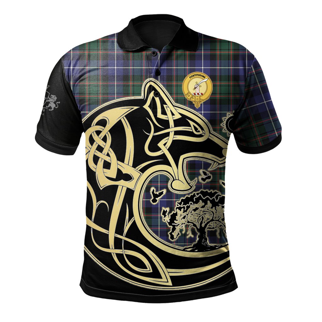 MacRae Hunting Modern Tartan Polo Shirt Viking Wolf