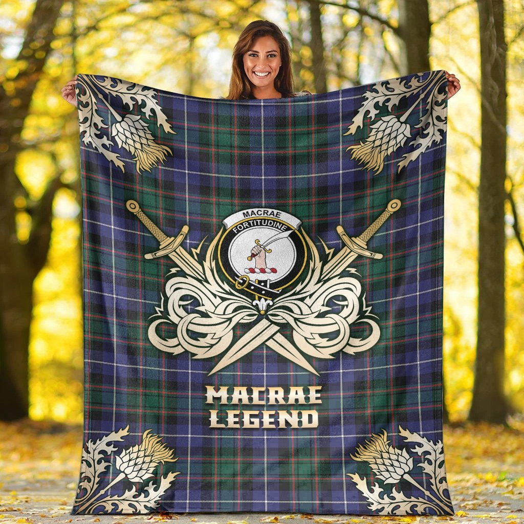 MacRae Hunting Modern Tartan Gold Courage Symbol Blanket