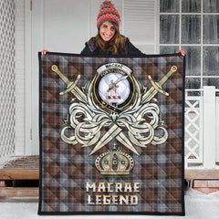 MacRae Hunting Weathered Tartan Crest Legend Gold Royal Premium Quilt