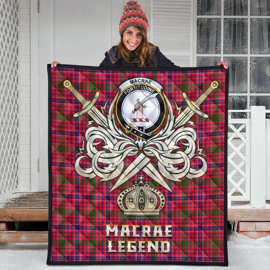 MacRae Modern Tartan Crest Legend Gold Royal Premium Quilt