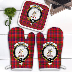 MacRae Modern Tartan Crest Oven Mitt And Pot Holder (2 Oven Mitts + 1 Pot Holder)