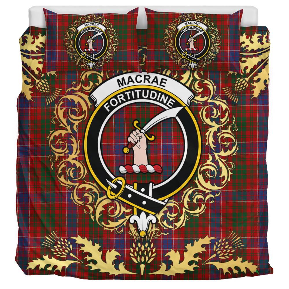 MacRae Sample Tartan Crest Bedding Set - Golden Thistle Style