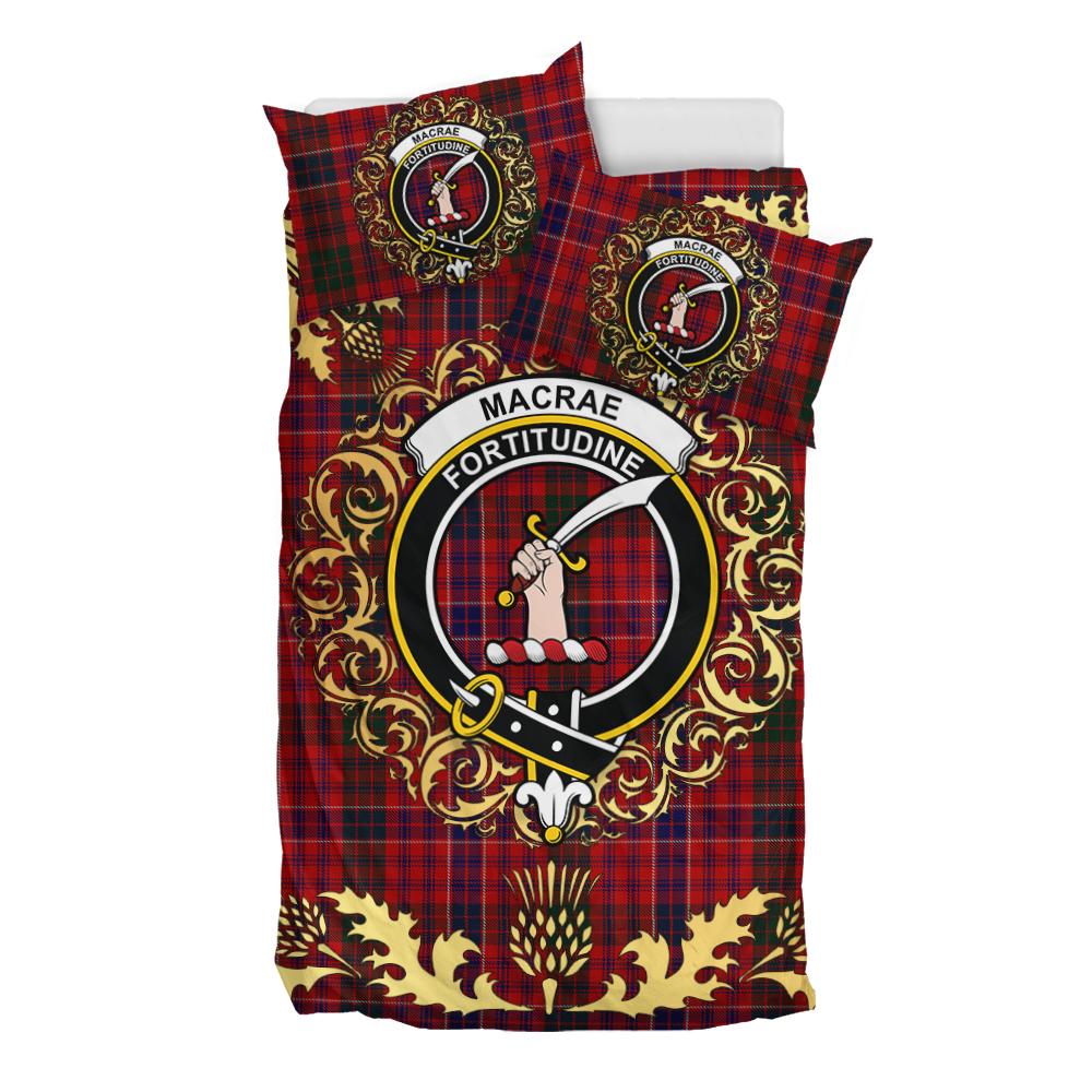 MacRae of Conchra 01 Tartan Crest Bedding Set - Golden Thistle Style