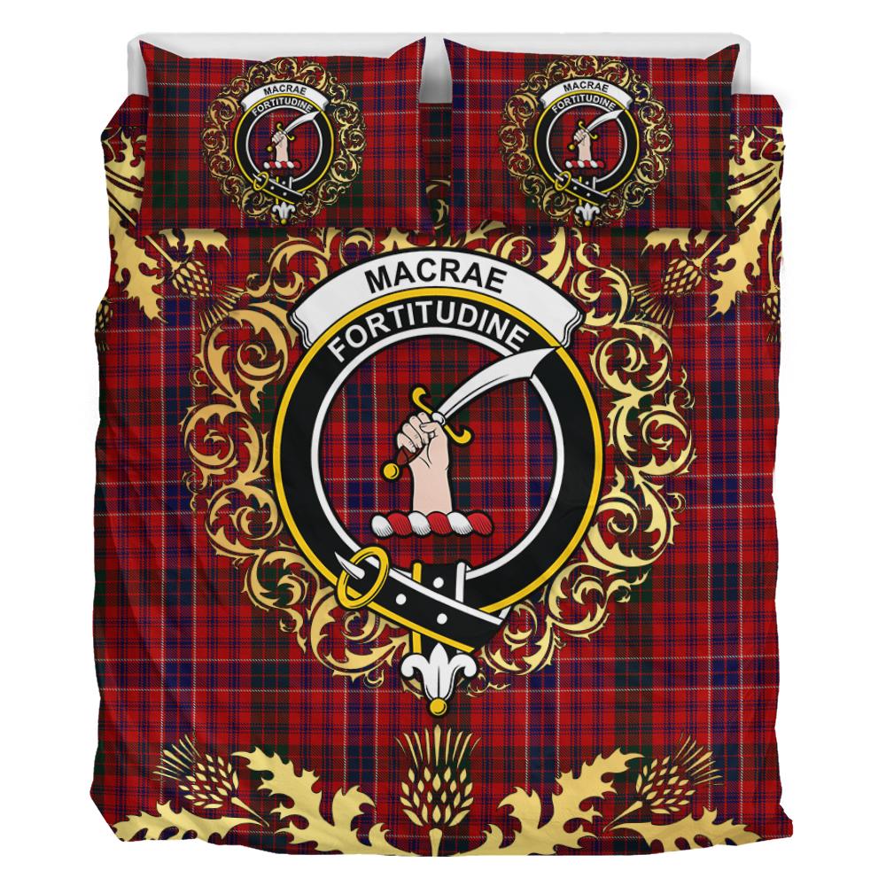 MacRae of Conchra 01 Tartan Crest Bedding Set - Golden Thistle Style