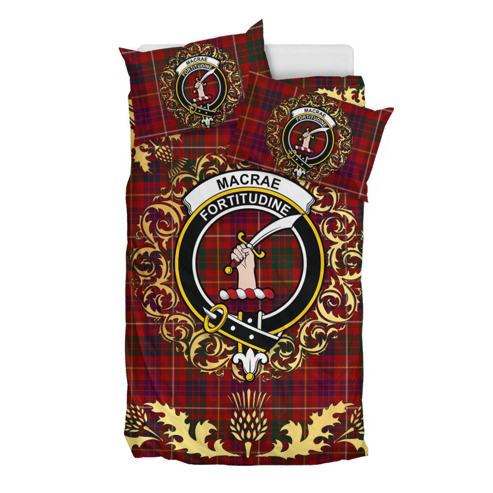 MacRae of Inverinate Tartan Crest Bedding Set - Golden Thistle Style
