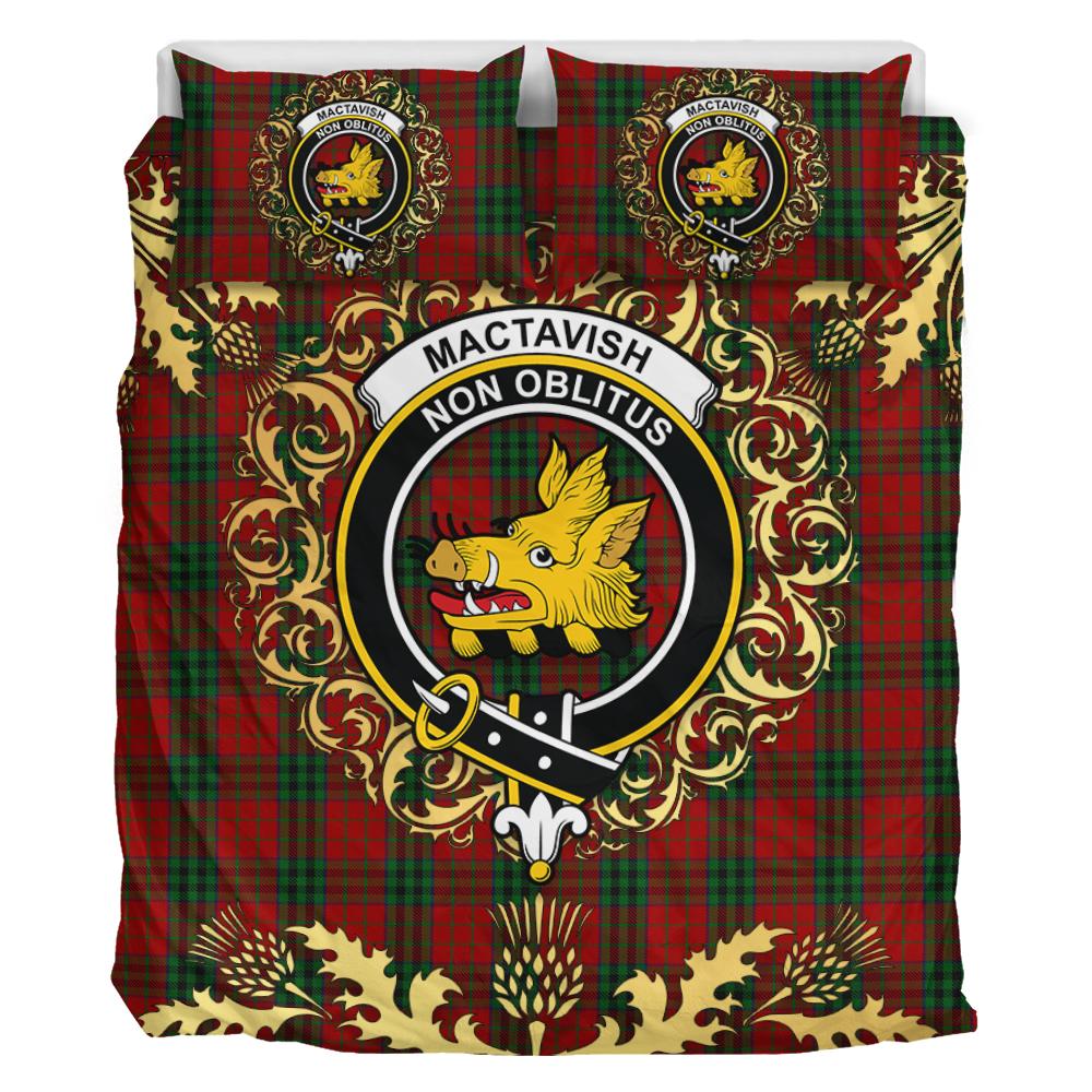 MacTavish 01 Tartan Crest Bedding Set - Golden Thistle Style