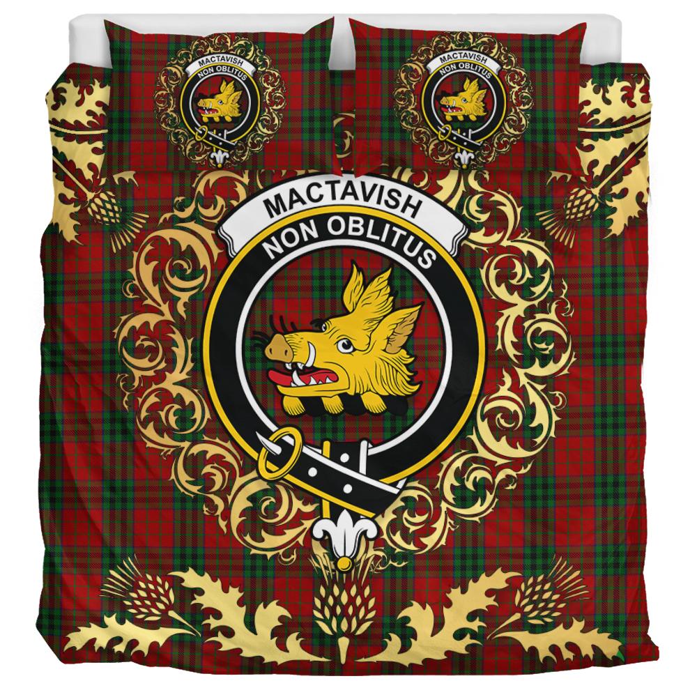 MacTavish 01 Tartan Crest Bedding Set - Golden Thistle Style