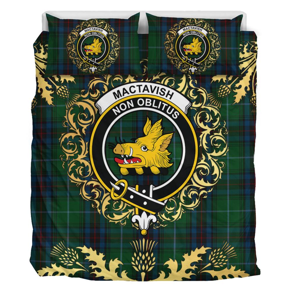 MacTavish Cash Tartan Crest Bedding Set - Golden Thistle Style