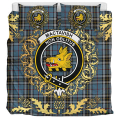 MacTavish Dress Tartan Crest Bedding Set - Golden Thistle Style
