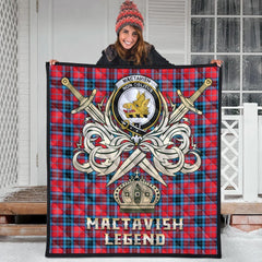 MacTavish Modern Tartan Crest Legend Gold Royal Premium Quilt