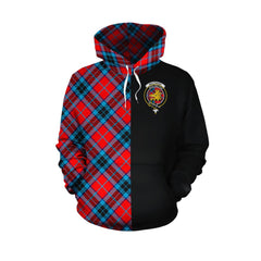 MacTavish Modern Tartan Hoodie Half of Me - Cross Style