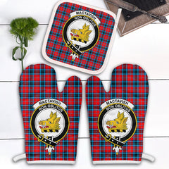 MacTavish Modern Tartan Crest Oven Mitt And Pot Holder (2 Oven Mitts + 1 Pot Holder)