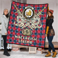 MacTavish Modern Tartan Crest Legend Gold Royal Premium Quilt