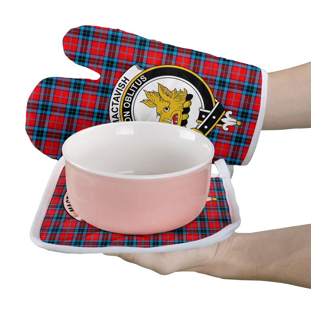 MacTavish Modern Tartan Crest Oven Mitt And Pot Holder (2 Oven Mitts + 1 Pot Holder)