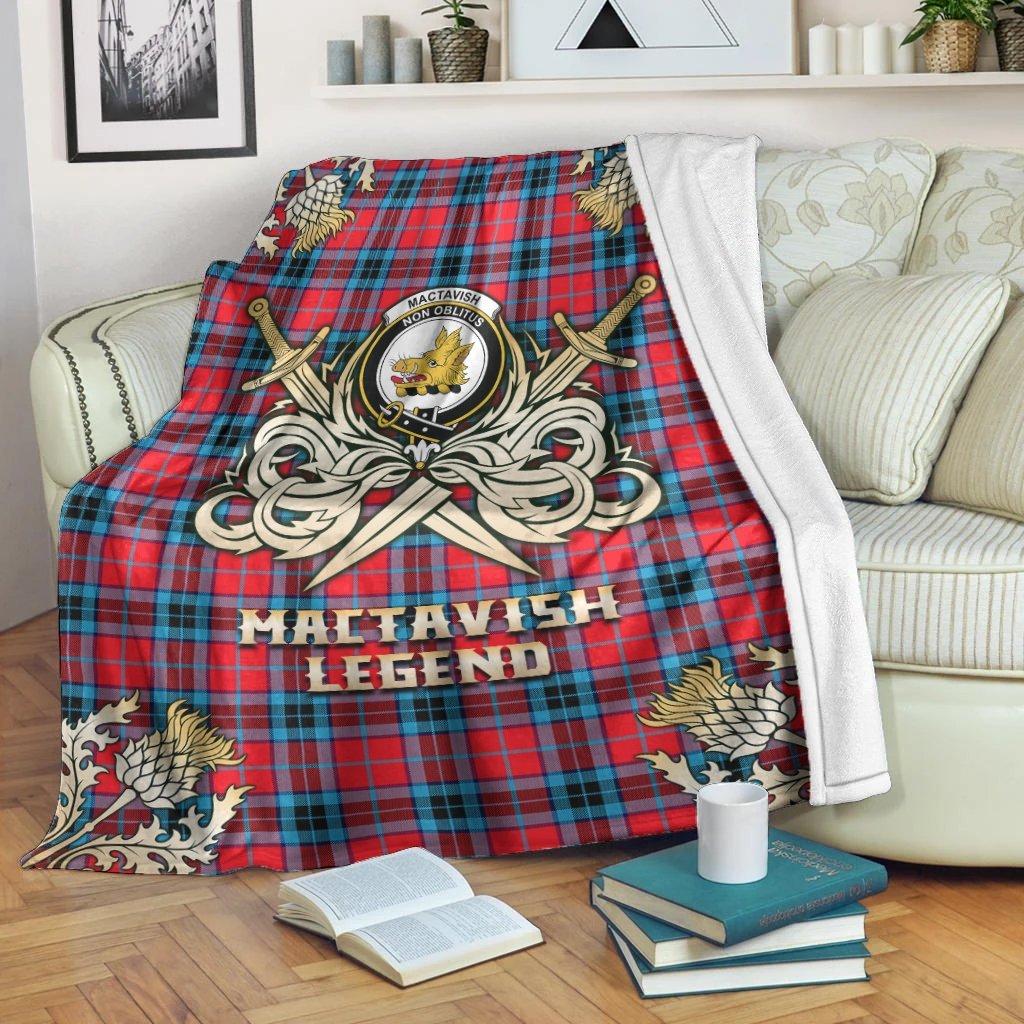 MacTavish Modern Tartan Gold Courage Symbol Blanket