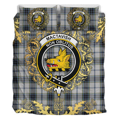 MacTavish of Dunardry Tartan Crest Bedding Set - Golden Thistle Style