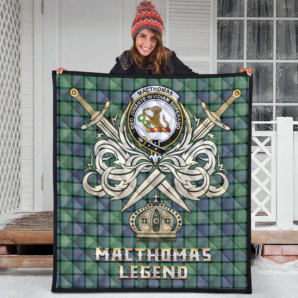 MacThomas Ancient Tartan Crest Legend Gold Royal Premium Quilt
