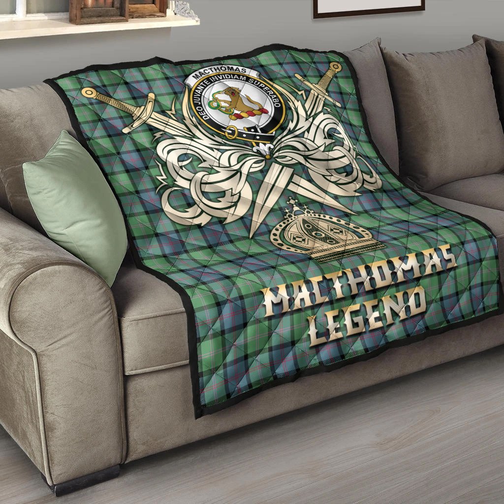 MacThomas Ancient Tartan Crest Legend Gold Royal Premium Quilt