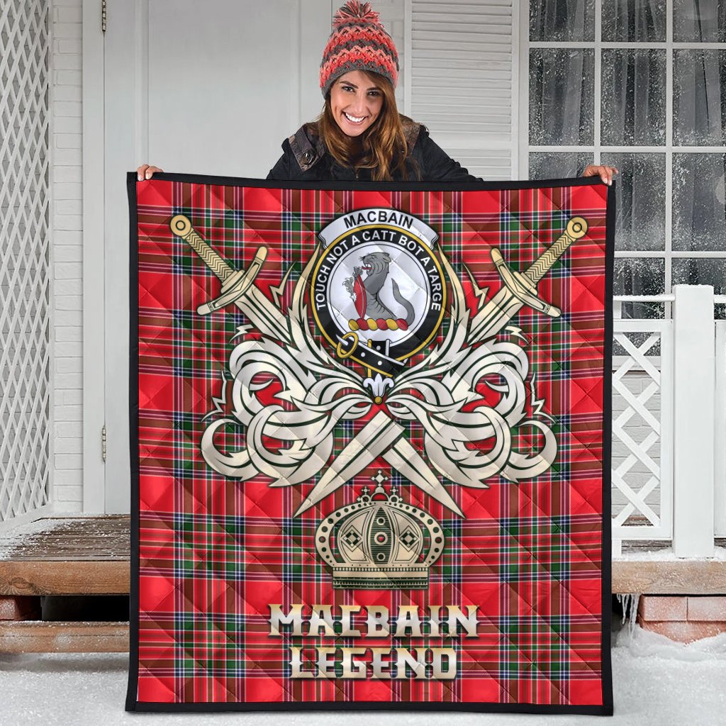 Macbain Tartan Crest Legend Gold Royal Premium Quilt