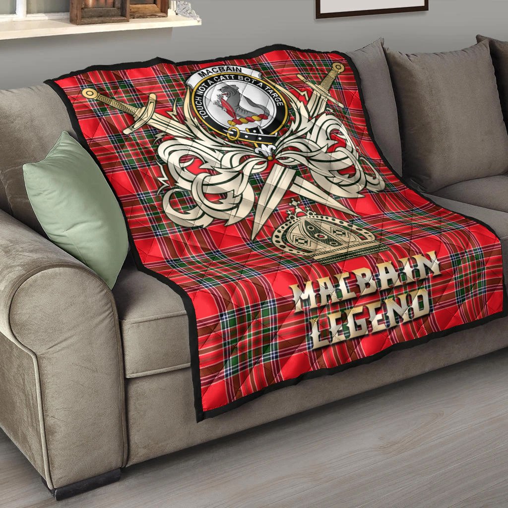 Macbain Tartan Crest Legend Gold Royal Premium Quilt