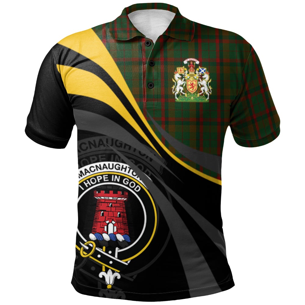 Macnaughton Hunting Tartan Polo Shirt - Royal Coat Of Arms Style