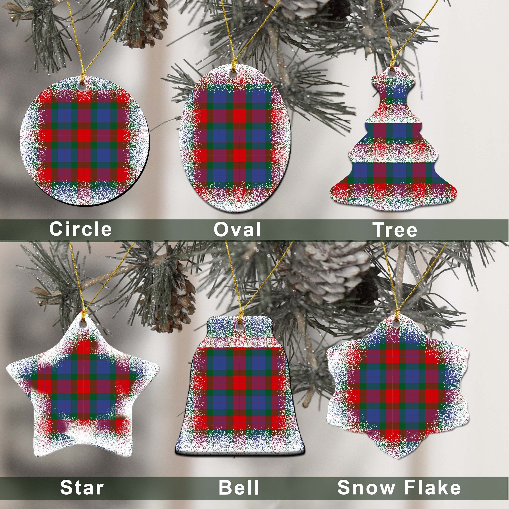 Mar Tartan Christmas Ceramic Ornament - Snow Style