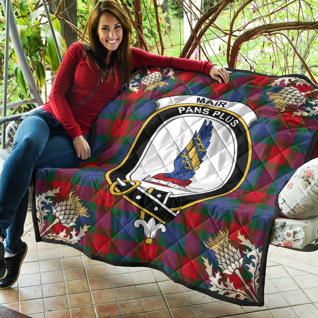 Mar Tartan Crest Premium Quilt - Gold Thistle Style