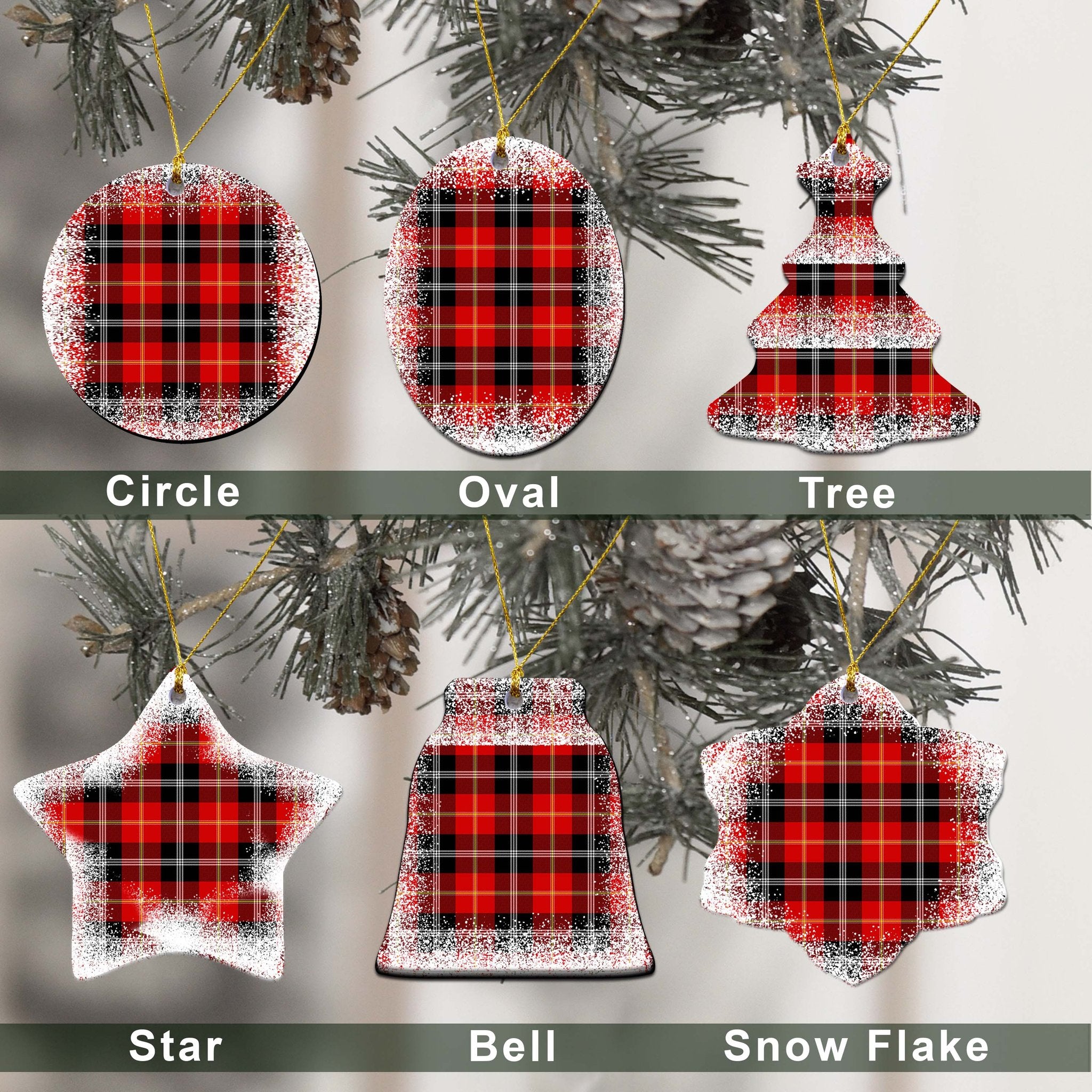 Marjoribanks Tartan Christmas Ceramic Ornament - Snow Style