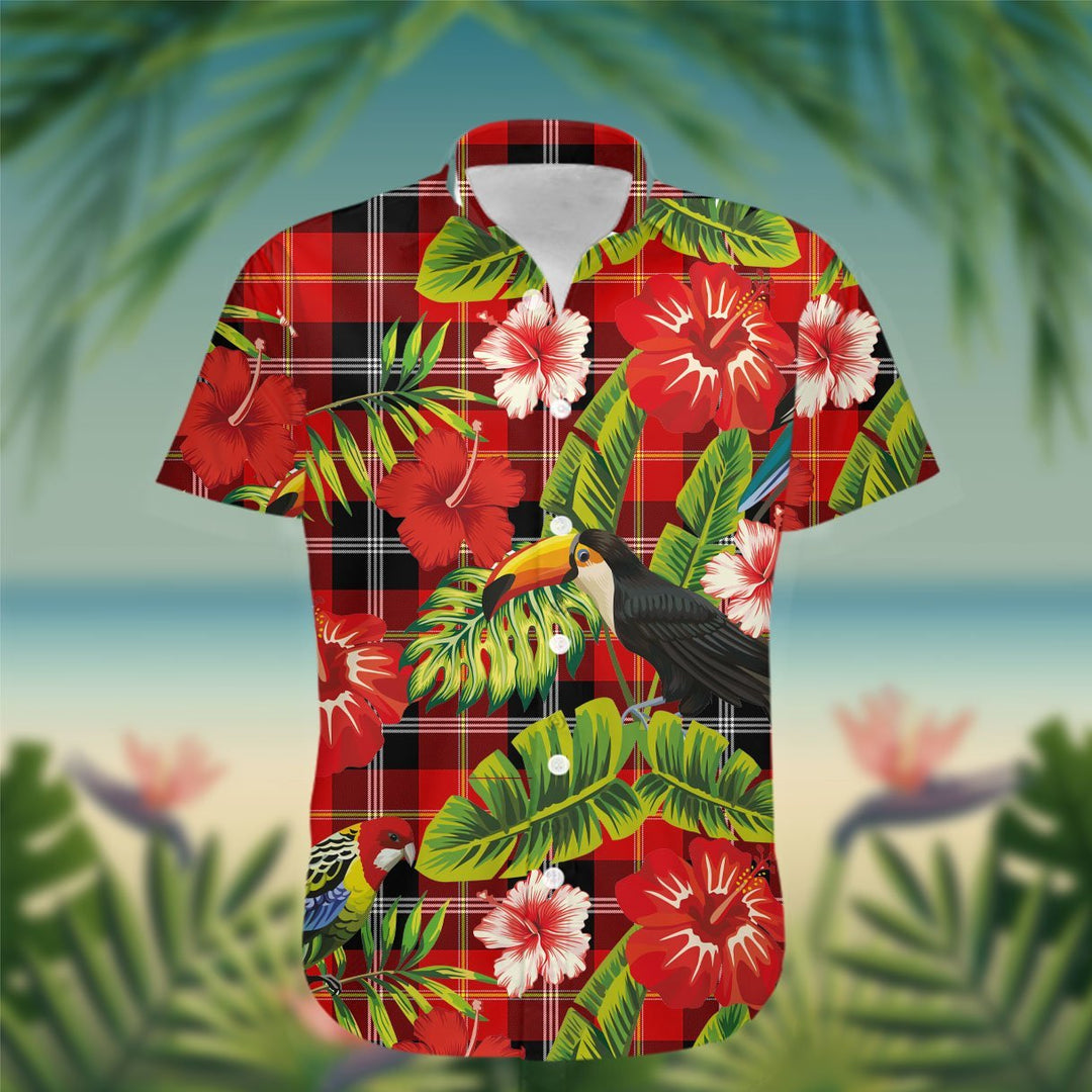Marjoribanks Tartan Hawaiian Shirt Hibiscus, Coconut, Parrot, Pineapple - Tropical Garden Shirt