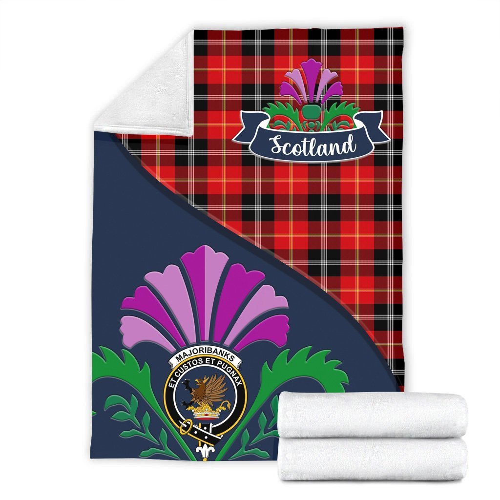 Marjoribanks Tartan Crest Premium Blanket - Thistle Style