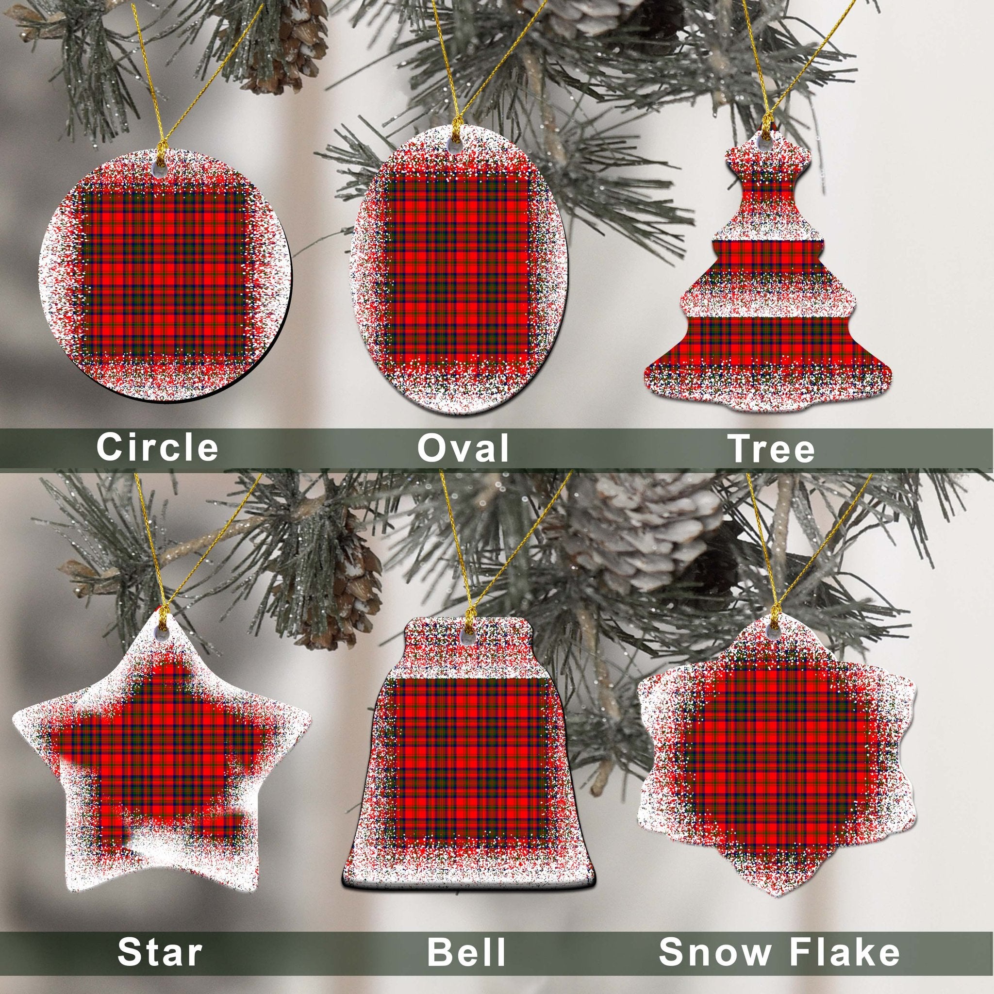 Matheson Tartan Christmas Ceramic Ornament - Snow Style