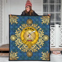 Matheson Hunting Ancient Tartan Crest Premium Quilt - Gold Thistle Style