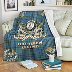 Matheson Hunting Ancient Tartan Gold Courage Symbol Blanket