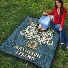 Matheson Hunting Ancient Tartan Crest Legend Gold Royal Premium Quilt