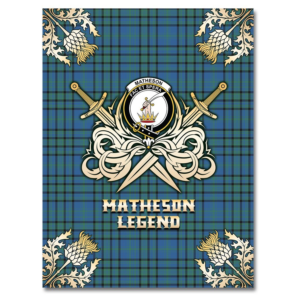 Matheson Hunting Ancient Tartan Gold Courage Symbol Blanket