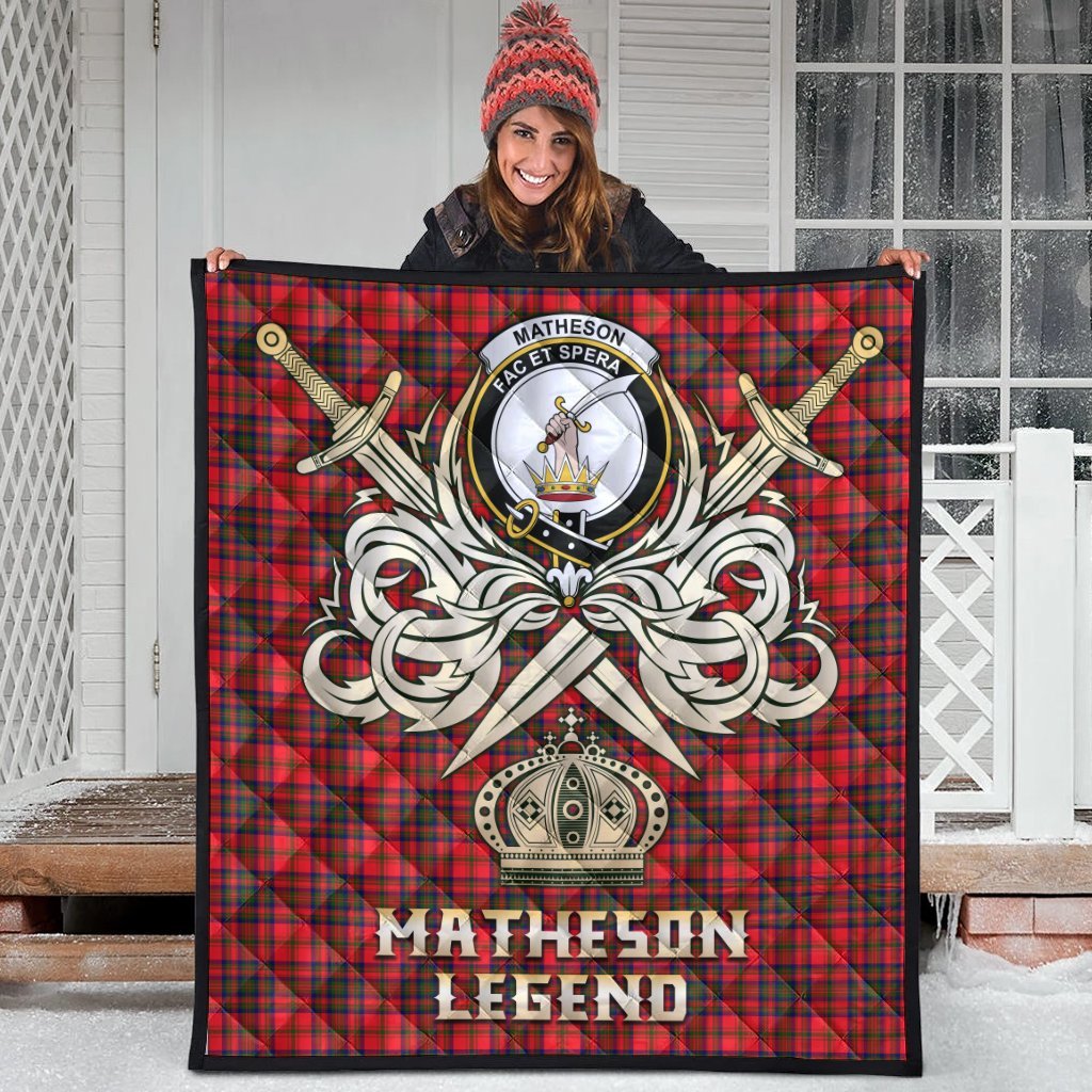 Matheson Modern Tartan Crest Legend Gold Royal Premium Quilt