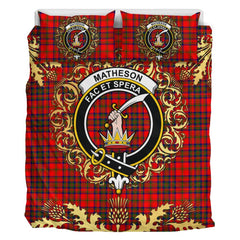 Matheson Modern Tartan Crest Bedding Set - Golden Thistle Style