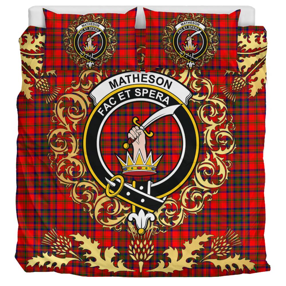Matheson Modern Tartan Crest Bedding Set - Golden Thistle Style