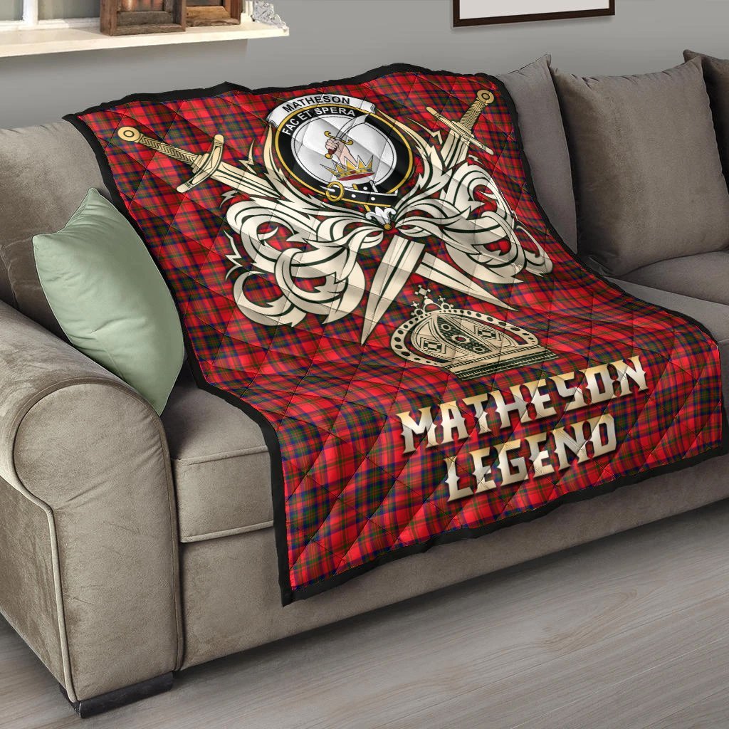 Matheson Modern Tartan Crest Legend Gold Royal Premium Quilt