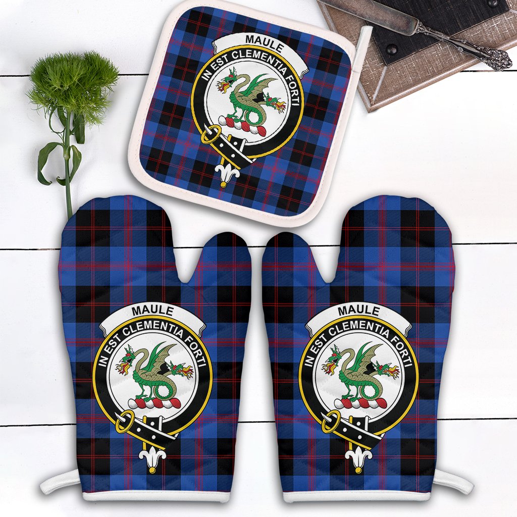 Maule Tartan Crest Oven Mitt And Pot Holder (2 Oven Mitts + 1 Pot Holder)