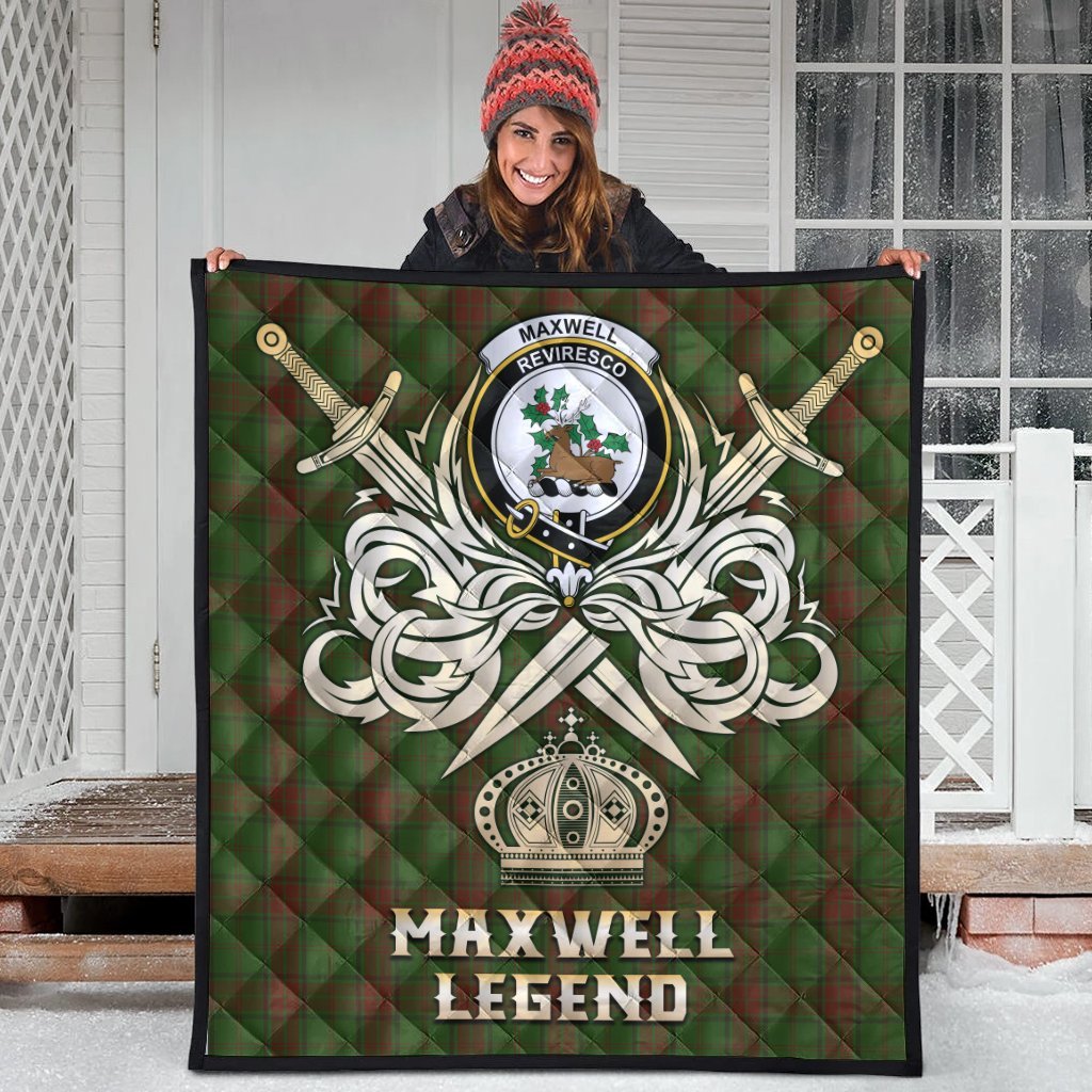 Maxwell Hunting Tartan Crest Legend Gold Royal Premium Quilt