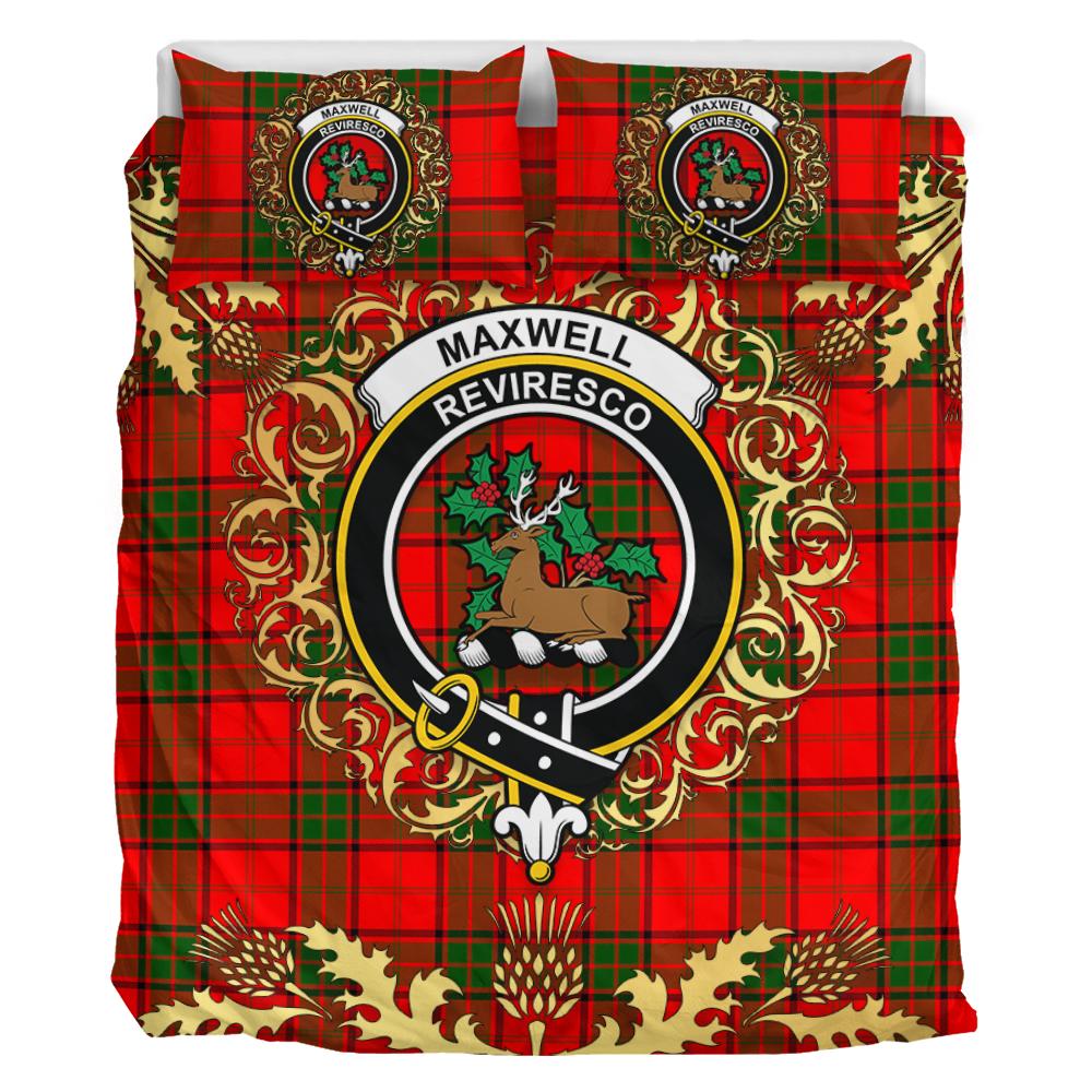 Maxwell Modern Tartan Crest Bedding Set - Golden Thistle Style