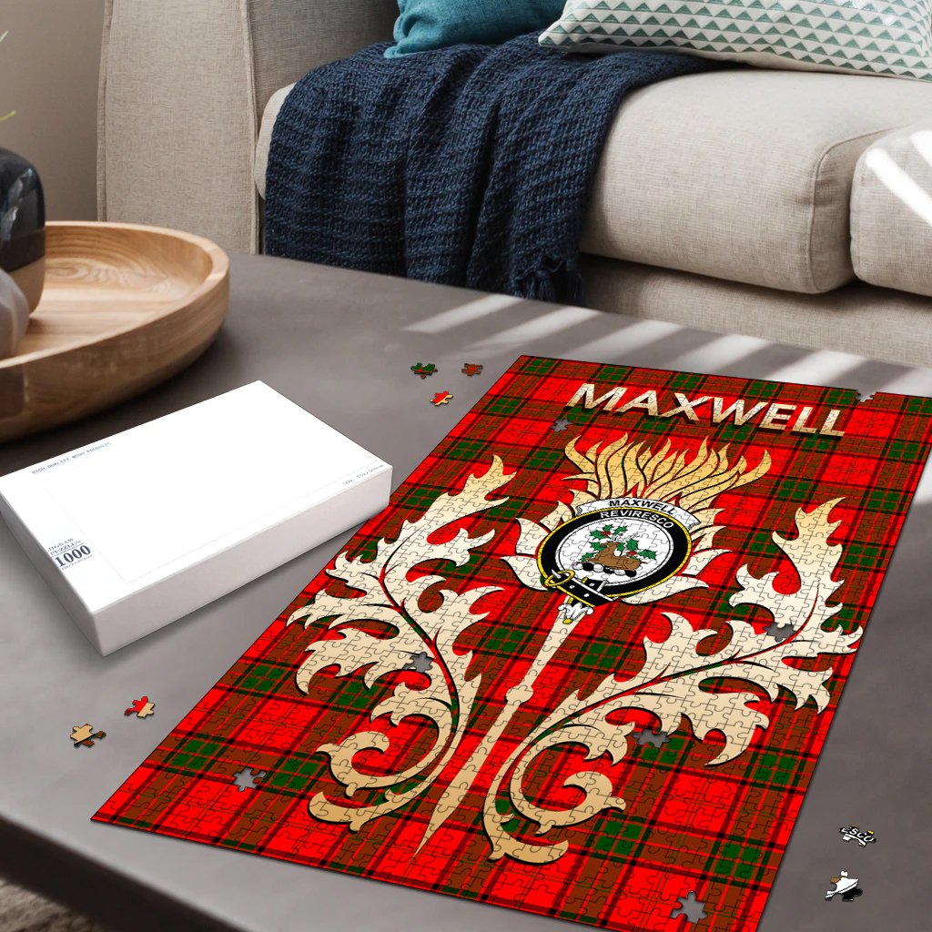 Maxwell Modern Tartan Crest Thistle Jigsaw Puzzles