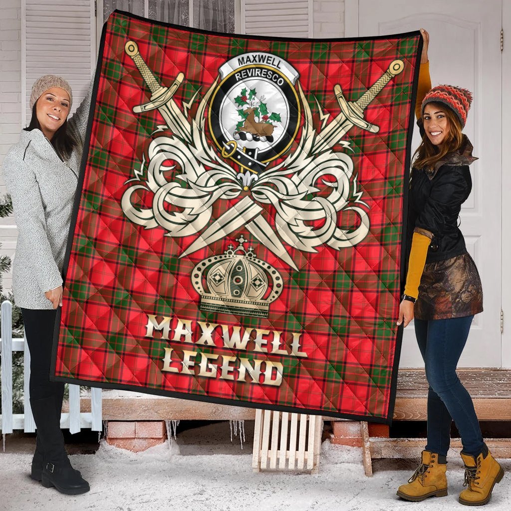 Maxwell Modern Tartan Crest Legend Gold Royal Premium Quilt