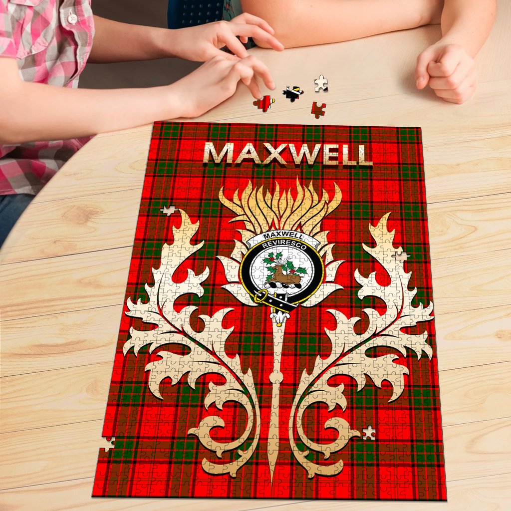 Maxwell Modern Tartan Crest Thistle Jigsaw Puzzles