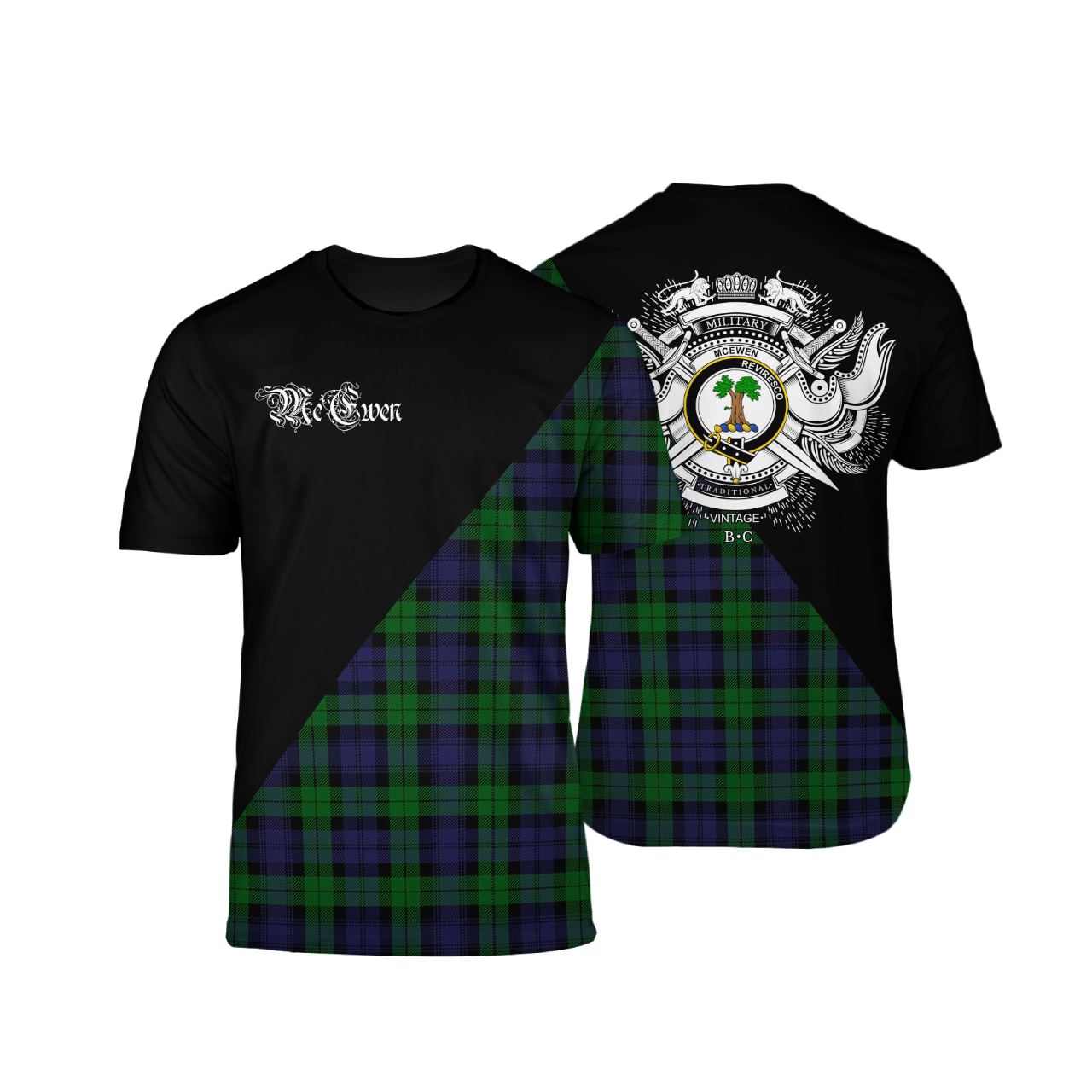 McEwen Black Watch Tartan - Military T-Shirt