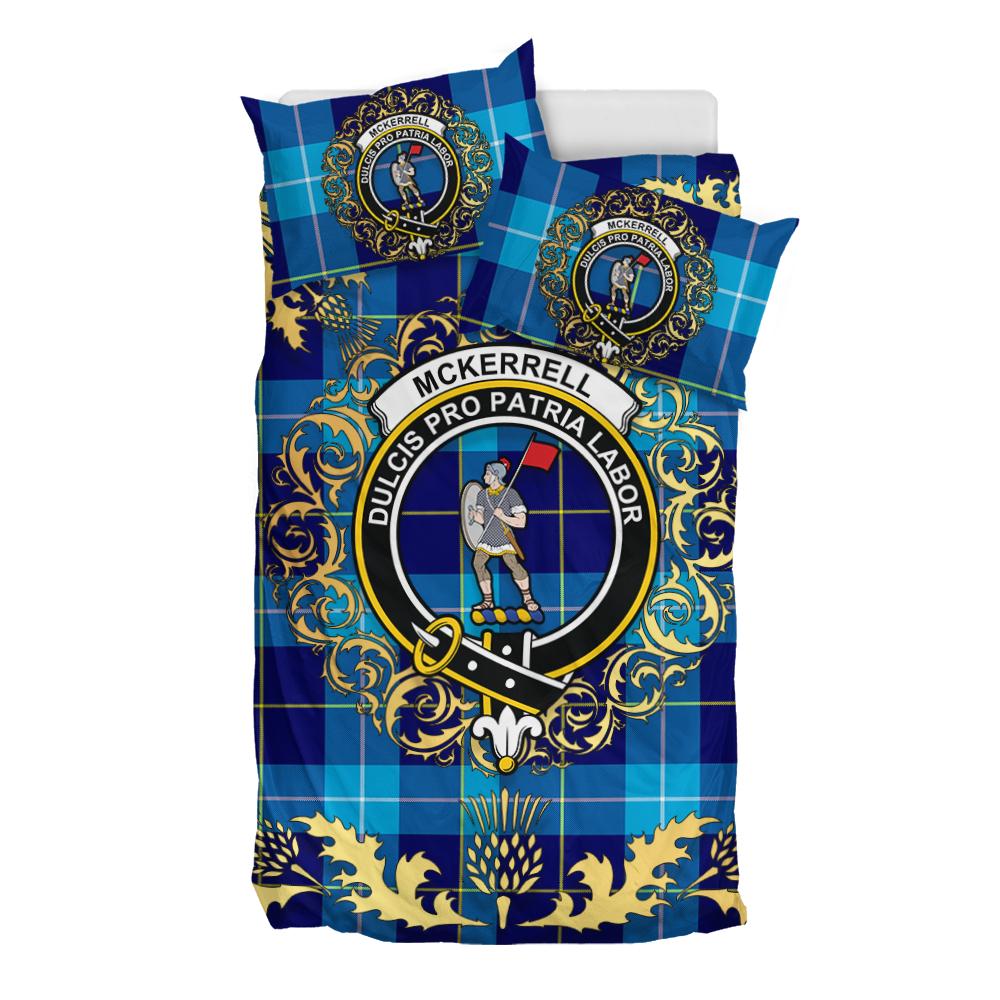 McKerrell Tartan Crest Bedding Set - Golden Thistle Style